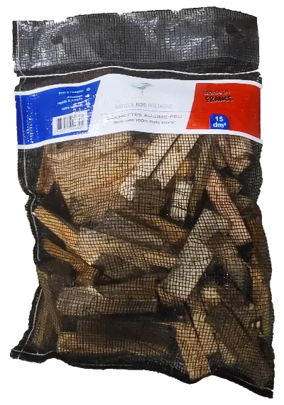 Sac de 40 L de bûchettes d’allumage en bois sec – Bois PEFC & Bois de France